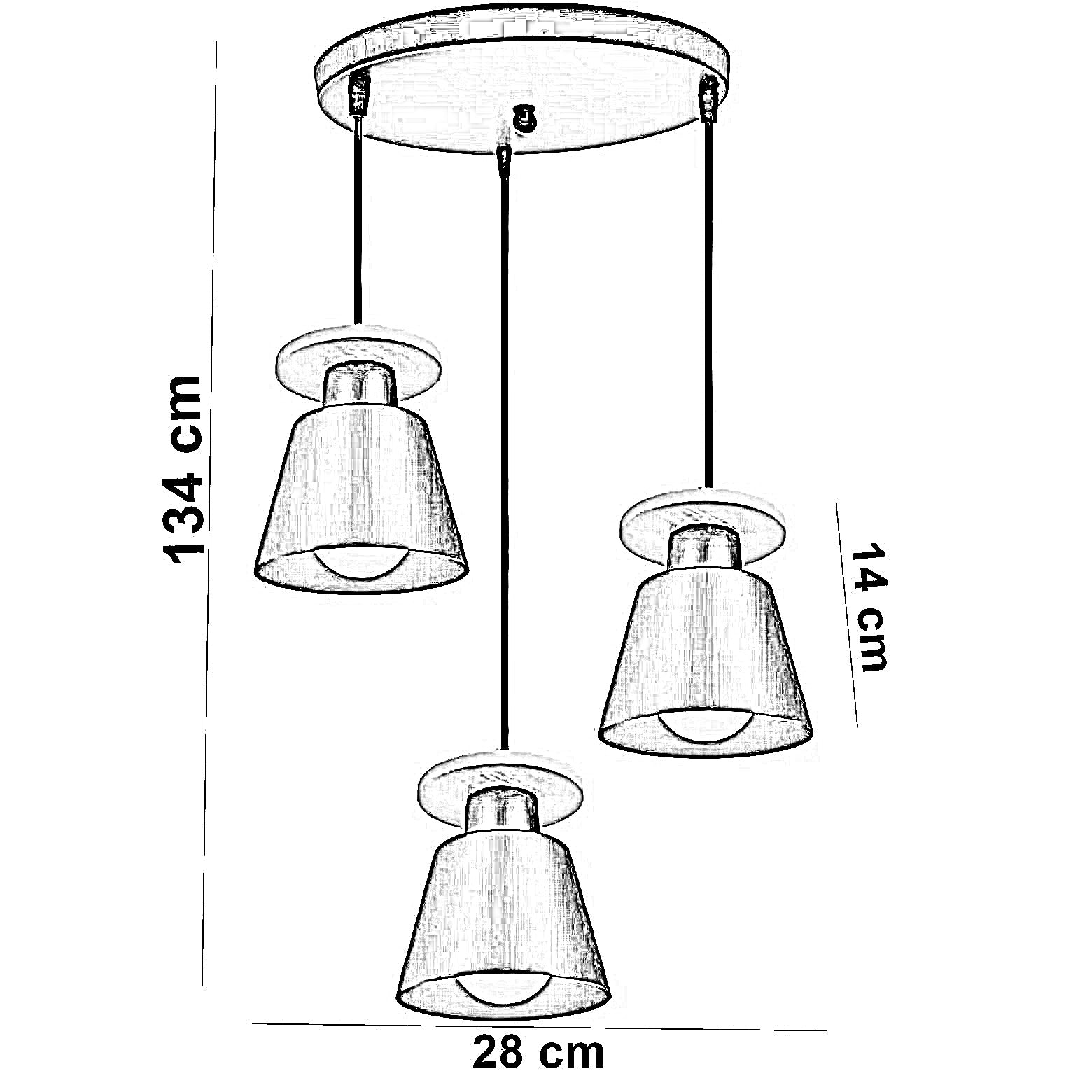 نجفة معدن وخشب، 28*134 سم