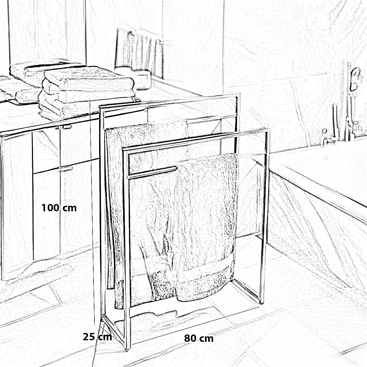 حامل مناشف ستيل، 80*25*100 سم