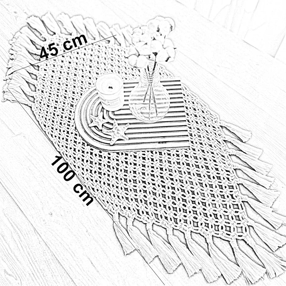 رانر مكرمية قطن، 45*100 سم