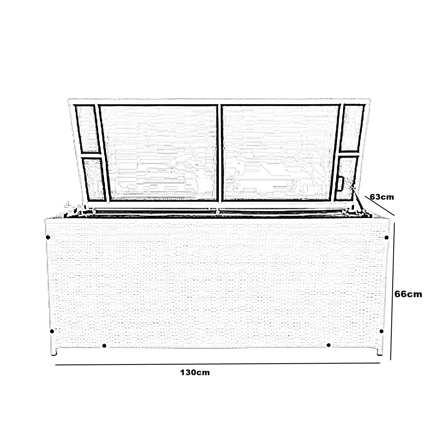 صندوق تخزين راتان، 130*63*66 سم