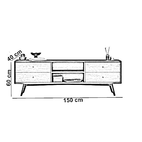 ترابيزة تليفزيون خشب كونتر، 150*40*60 سم
