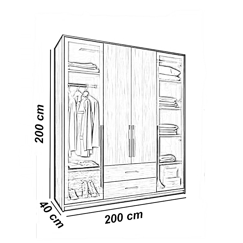 دريسنج خشب ام دي اف، 200*40* 200 سم