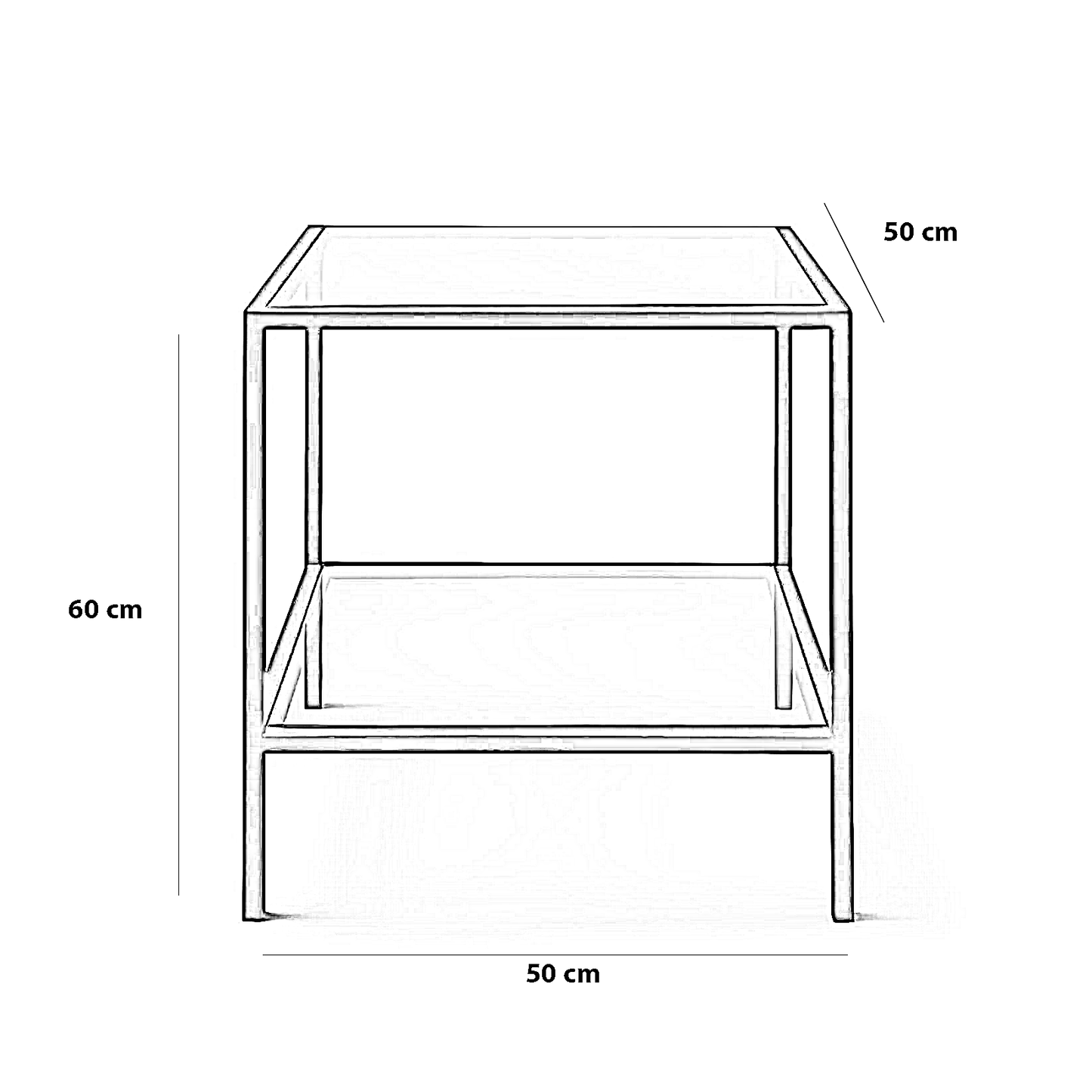 ترابيزة جانبية ستيل وزجاج، 50*50*60 سم