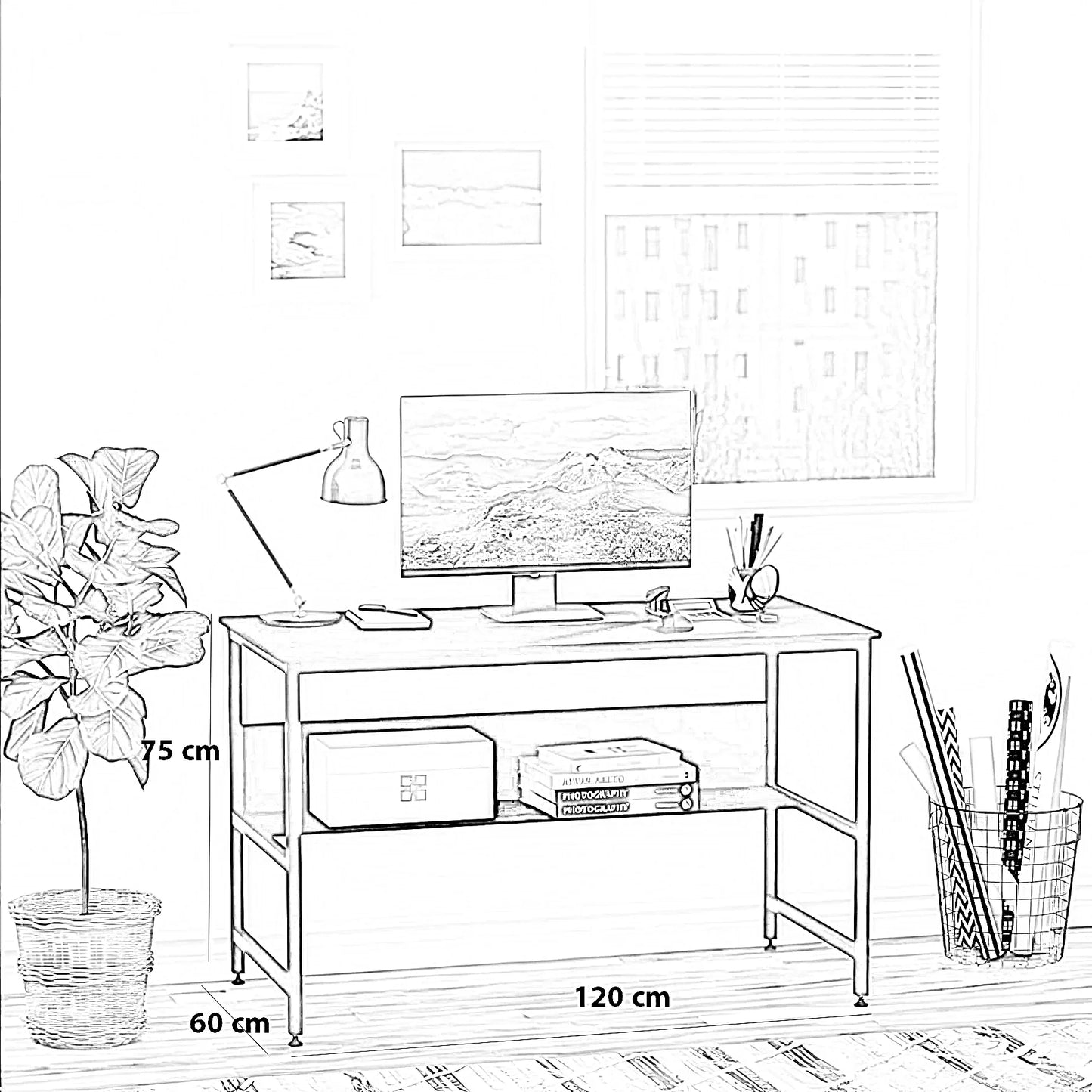 مكتب معدن، 120*60*75 سم