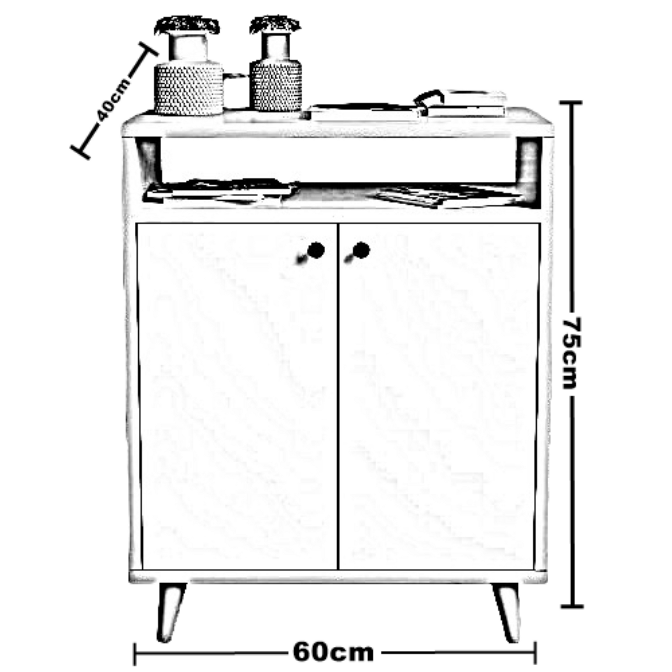 وحدة تخزين، خشب ام دي اف ، 60*40*75 سم