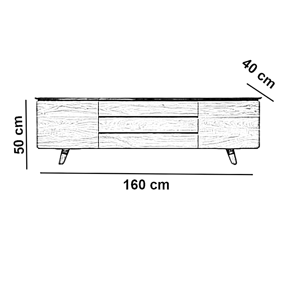 ترابيزة تليفزيون خشب ام دي اف، 160*40*50 سم