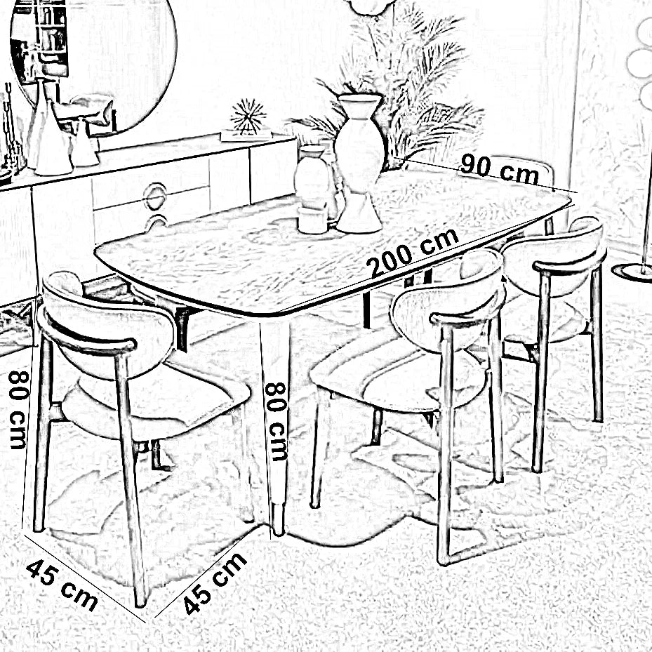 طقم سفرة خشب زان و كونتر، 7 قطع
