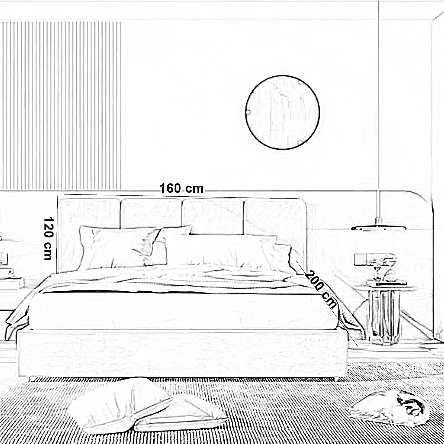 سرير كينج خشب ام دي اف و زان، 160*200*120 سم