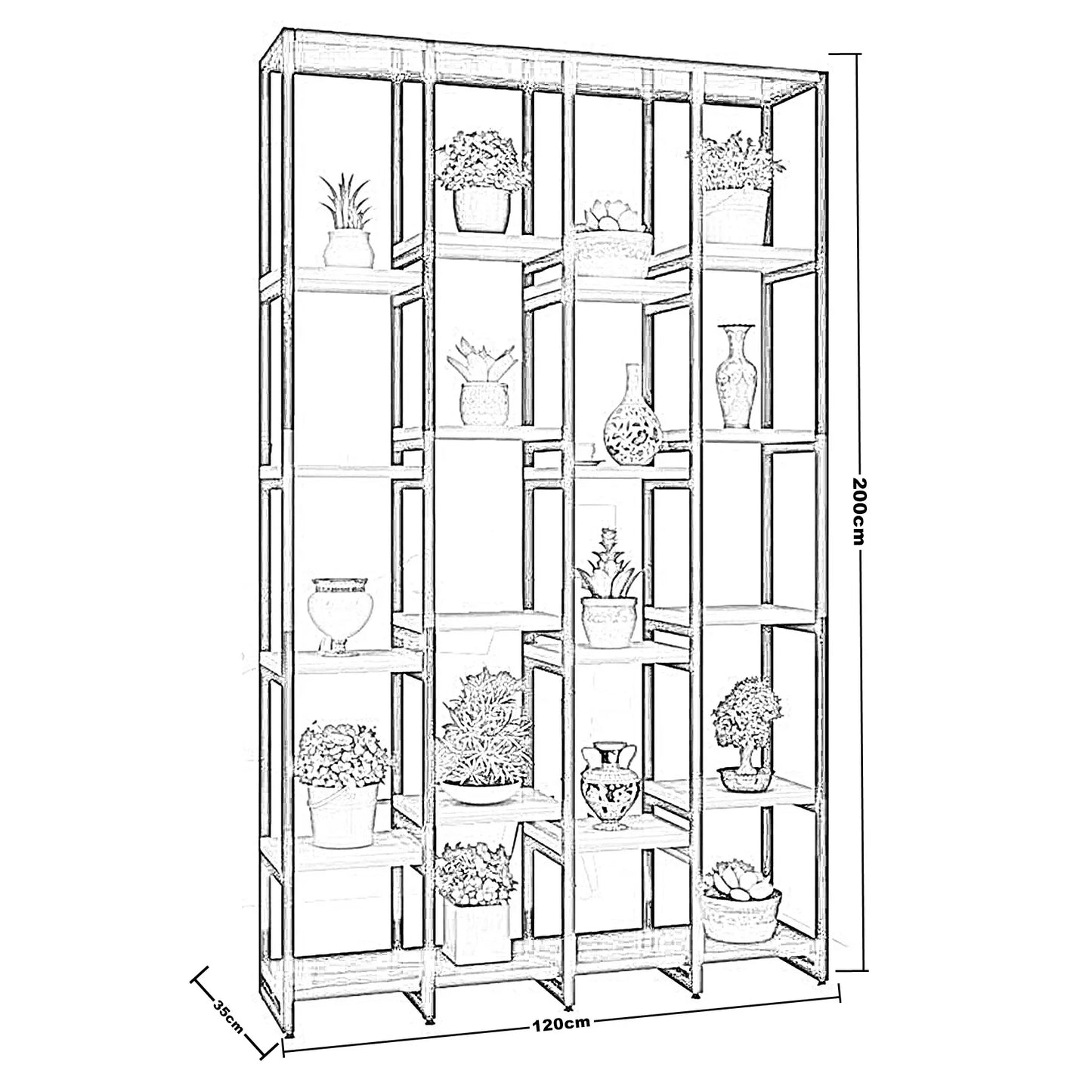 وحدة أرفف خشب ام دي اف، 120*35*200 سم