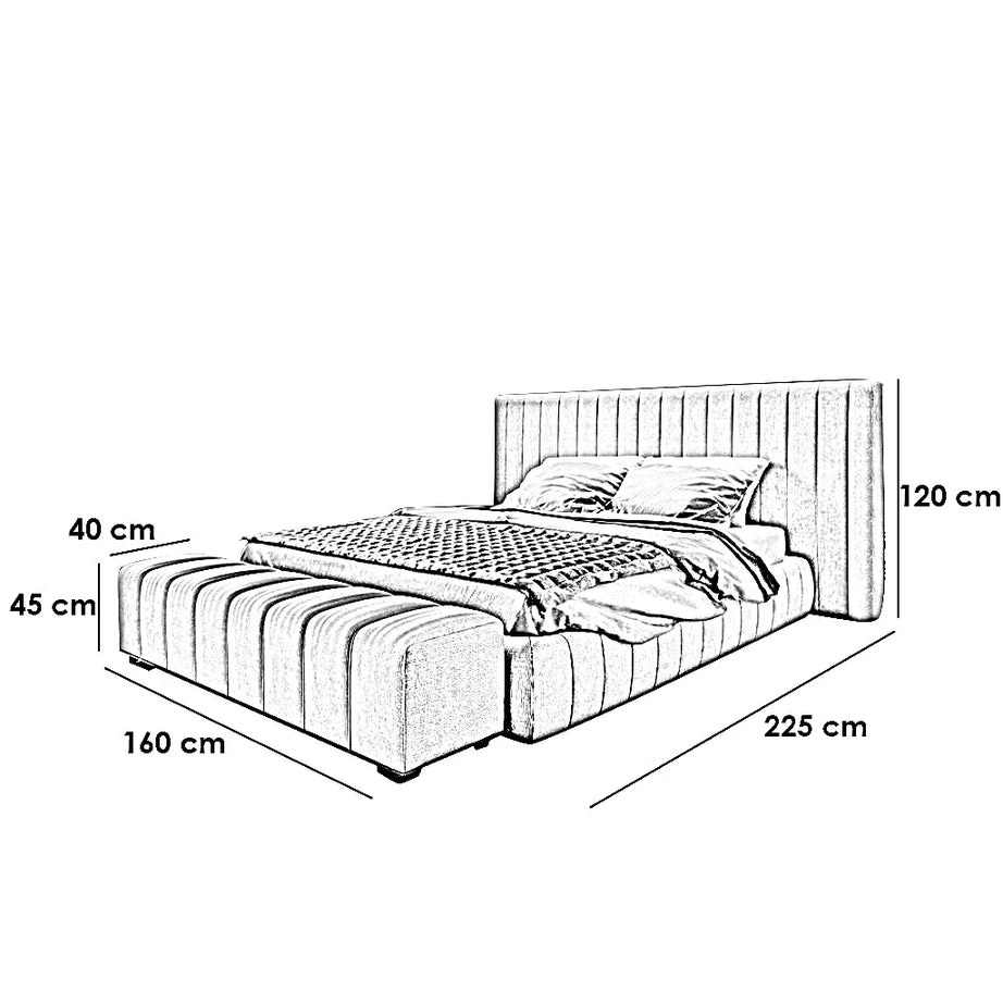 سرير كينج مع بانكيت خشب كونتر وموسكي، 160*225*120 سم