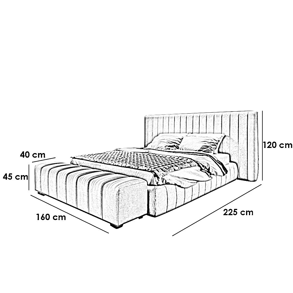 سرير كينج مع بانكيت خشب كونتر وموسكي، 160*225*120 سم