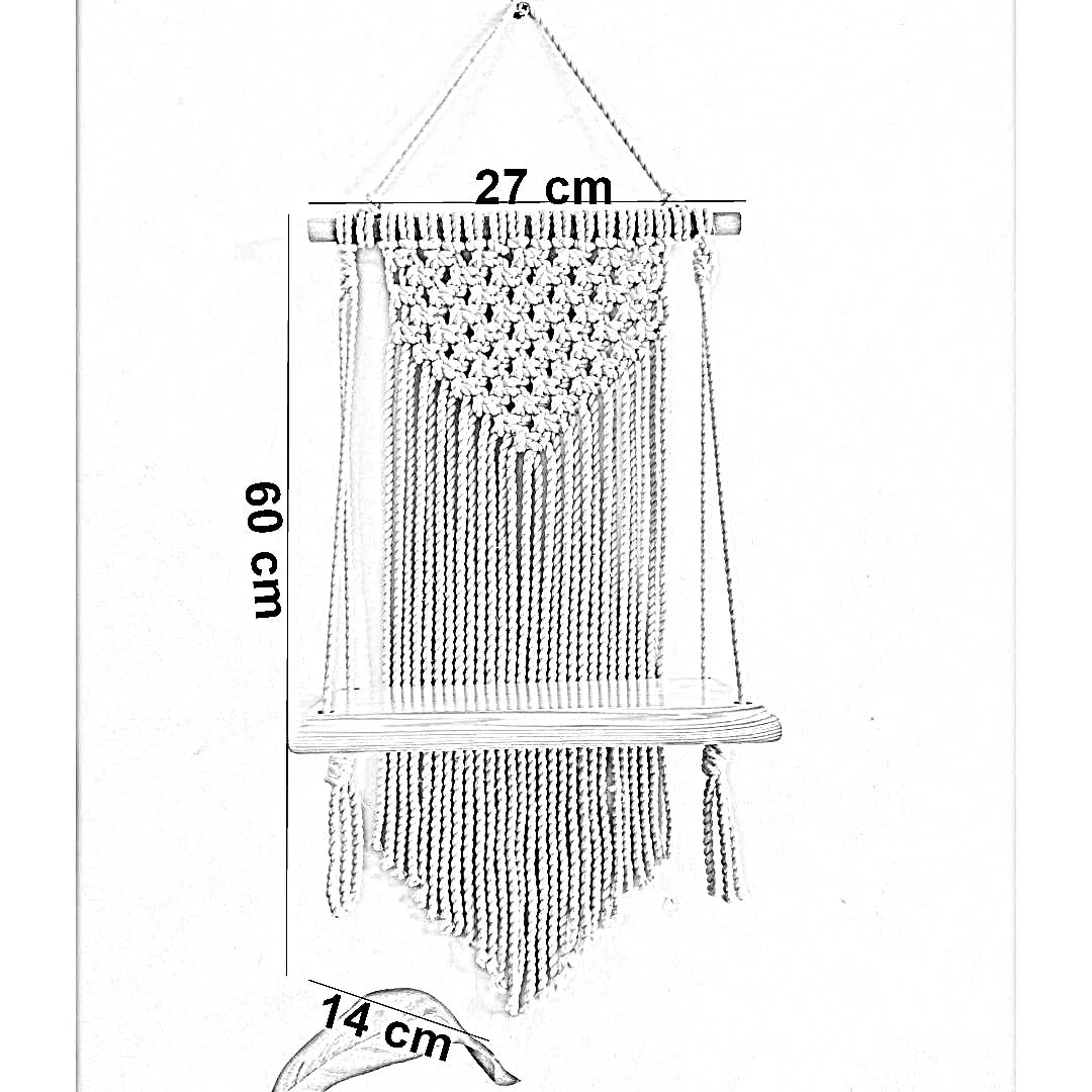 رف مكرمية قطن وموسكي، 14*27*60 سم