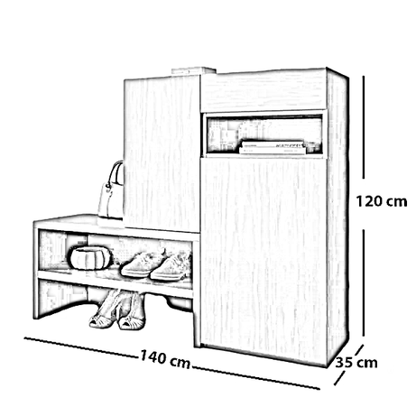 جزامة خشب ام دي اف اسباني، 140*35*120 سم