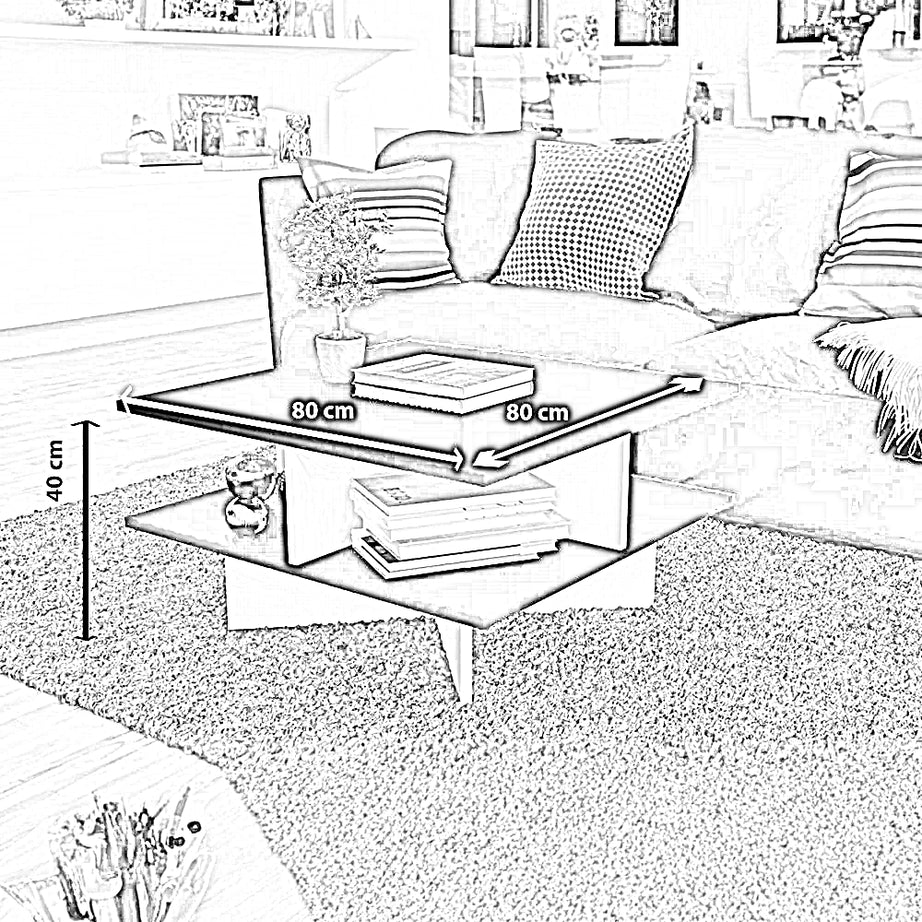 ترابيزة قهوة ام دي اف، 80*80*40 سم