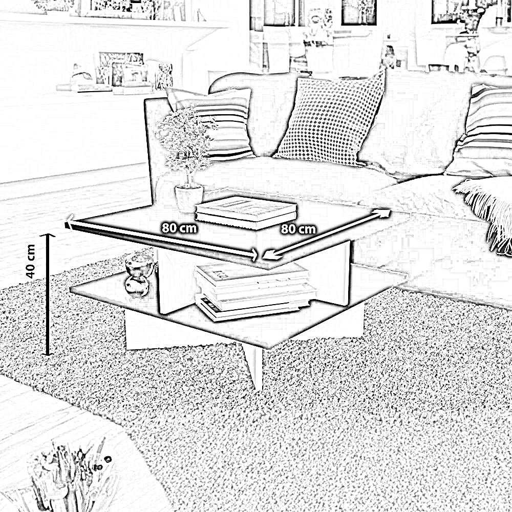 ترابيزة قهوة ام دي اف، 80*80*40 سم