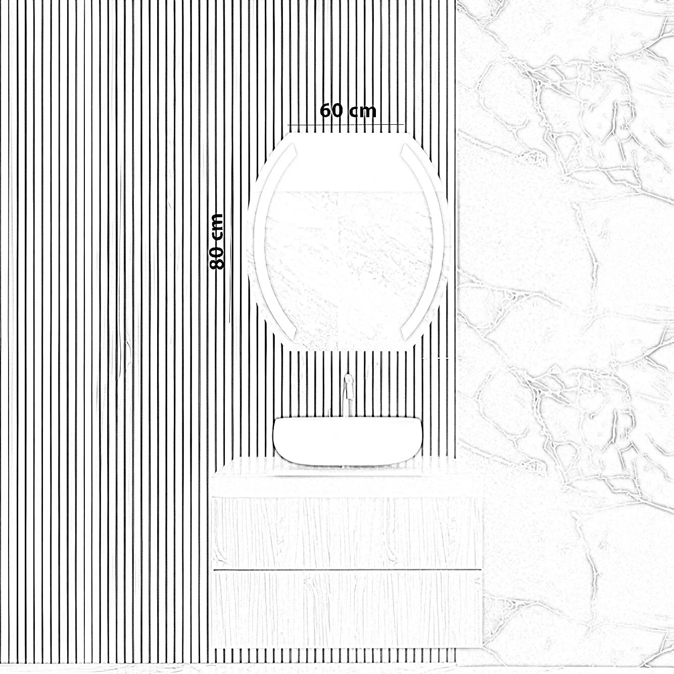 مرايا ليد، 60*80 سم