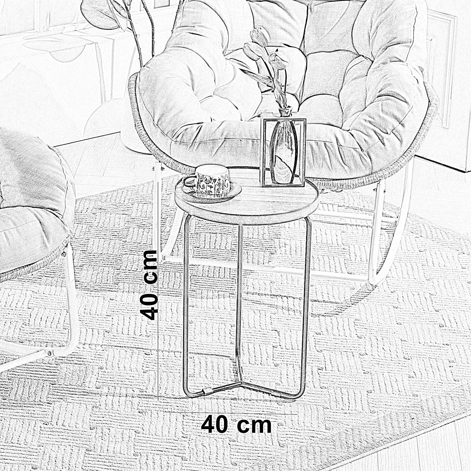 طقم كراسي هزاز خارجي مع ترابيزة خارجية ستيل وراتان، 3 قطع