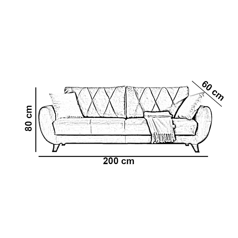 كنبة سرير خشب زان أحمر، 200*60*80 سم