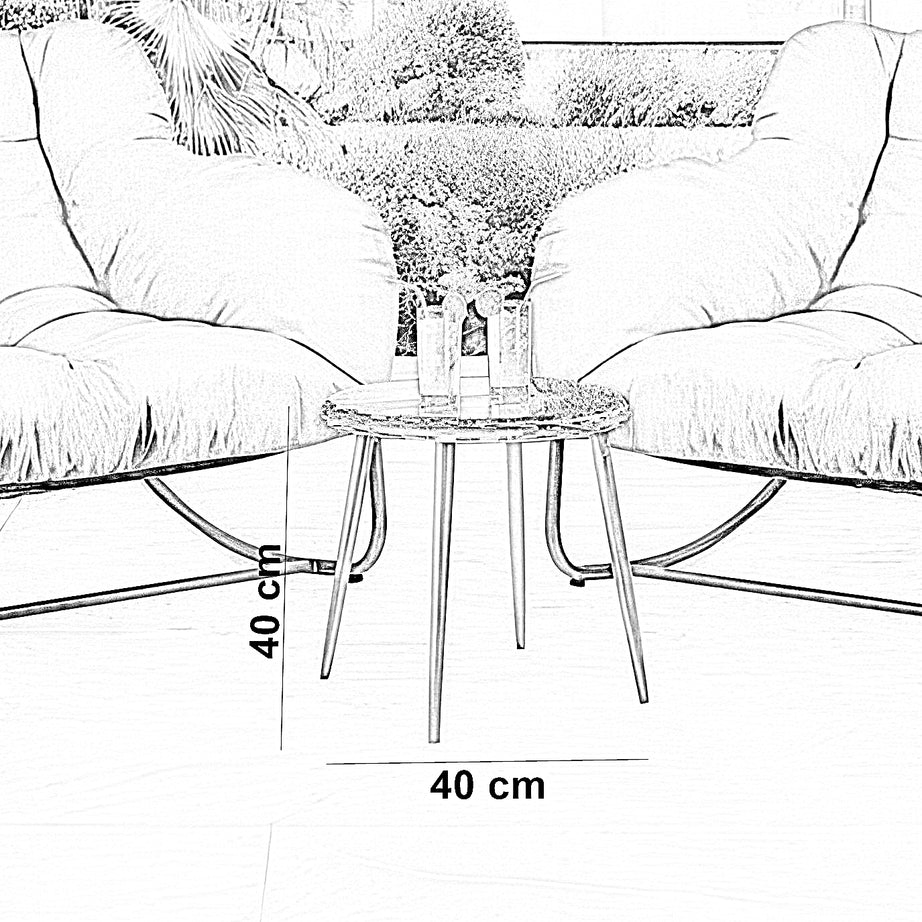 طقم كراسي هزاز خارجي مع ترابيزة خارجية ستيل وراتان، 3 قطع