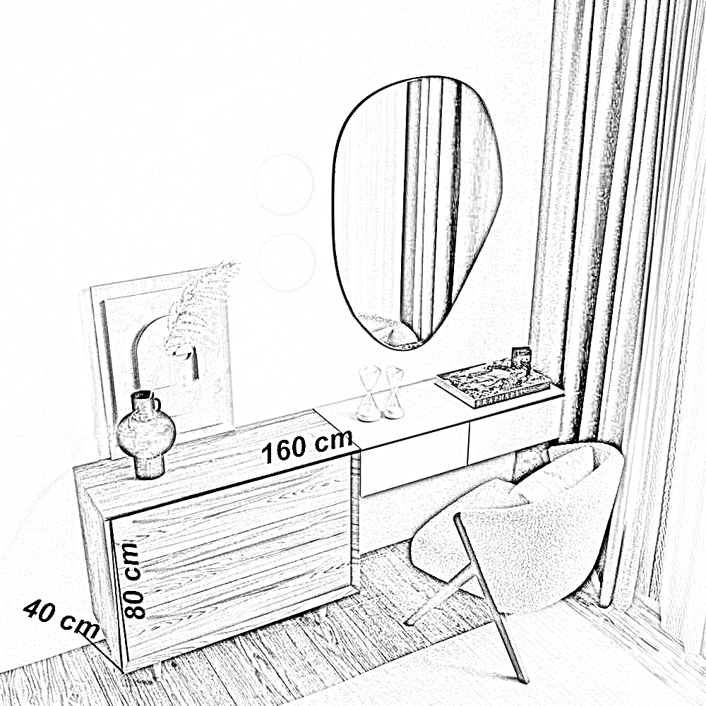 تسريحة خشب ام دي اف، 160*40*80 سم