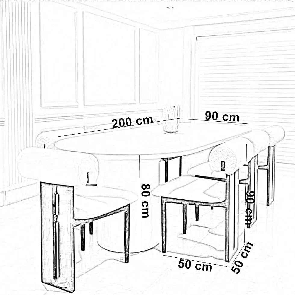طقم سفرة خشب زان و كونتر، 7 قطع
