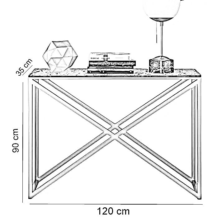 كونسول معدن بسطح جرانيت، 120*35*90 سم