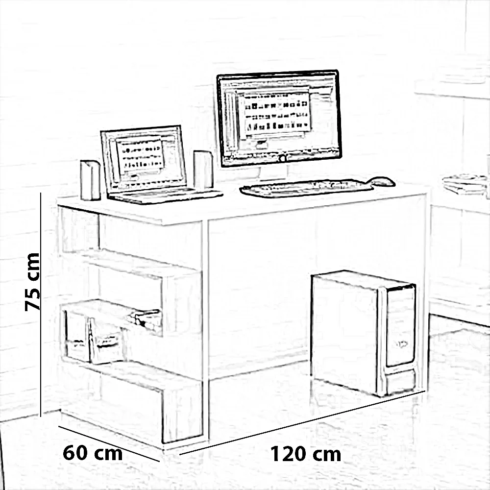 مكتب ام دي اف، 120*60*75 سم