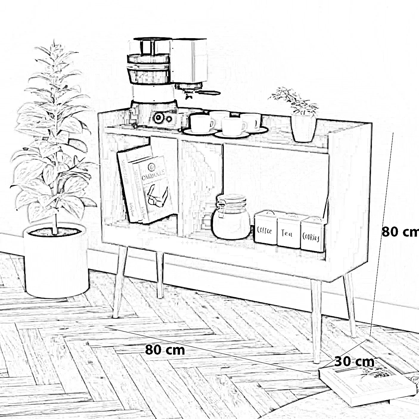 كوفي كورنر ام دي اف، 80*30*80 سم