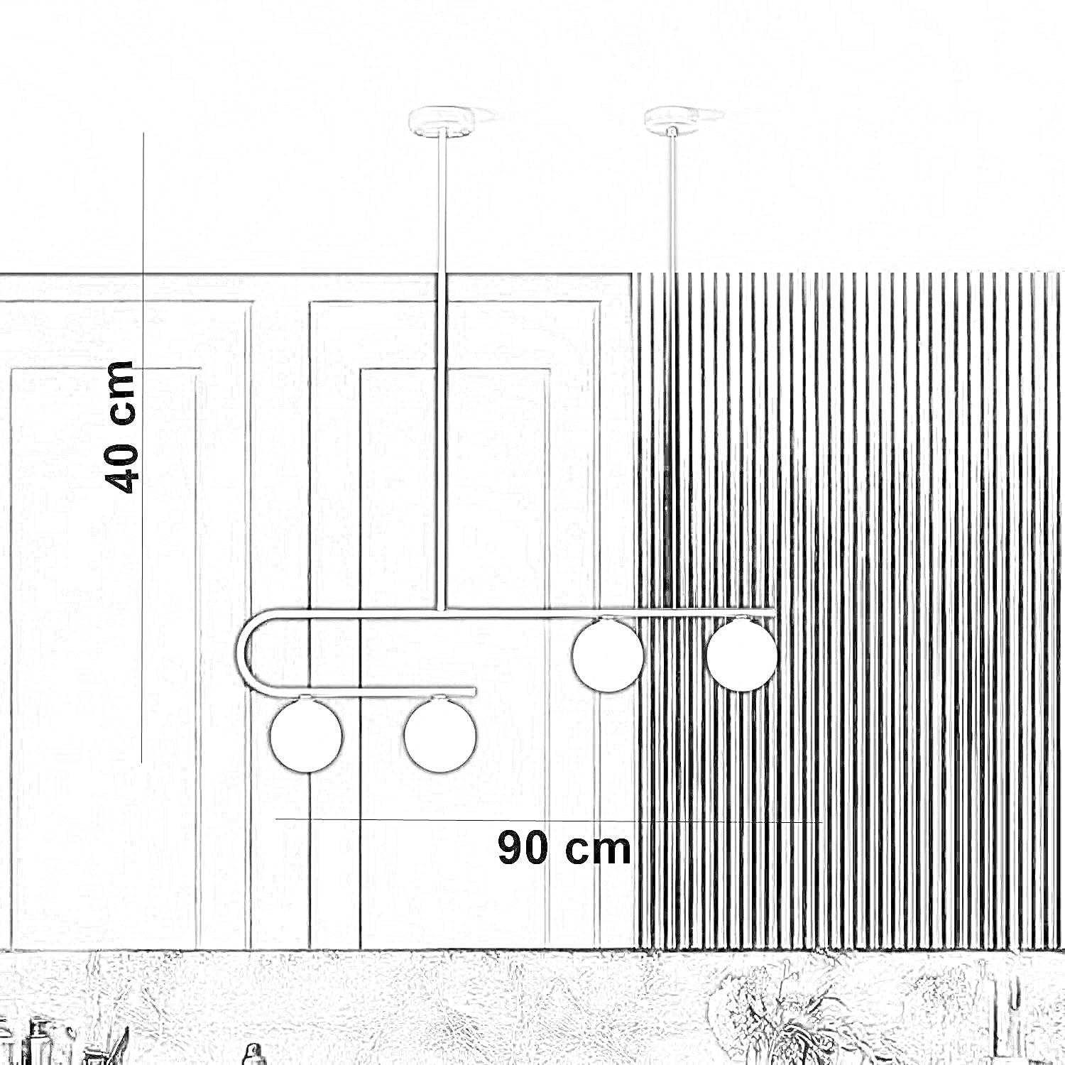 نجفة ستيل وزجاج، 90*40 سم