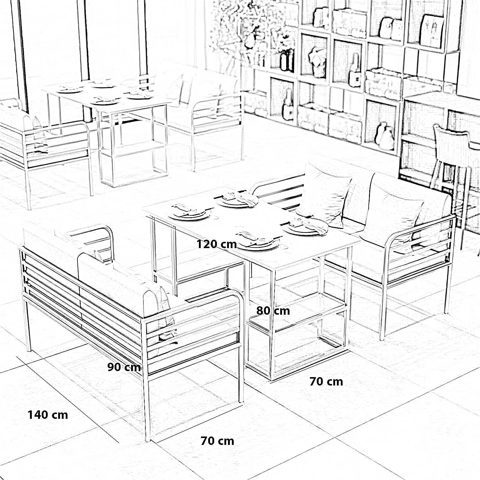 طقم سفرة ستيل وخشب ام دي اف، 3 قطع