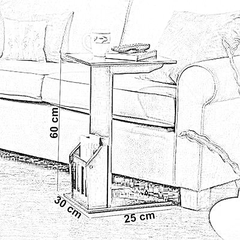 ترابيزة جانبية خشب ام دي اف، 30*25*60 سم