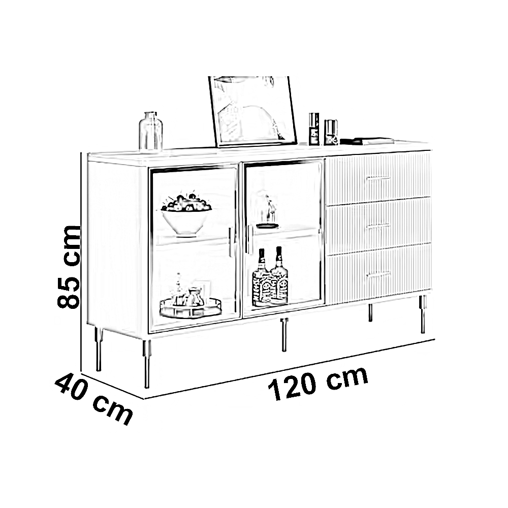 بوفيه خشب ام دي اف، 120*40*85 سم