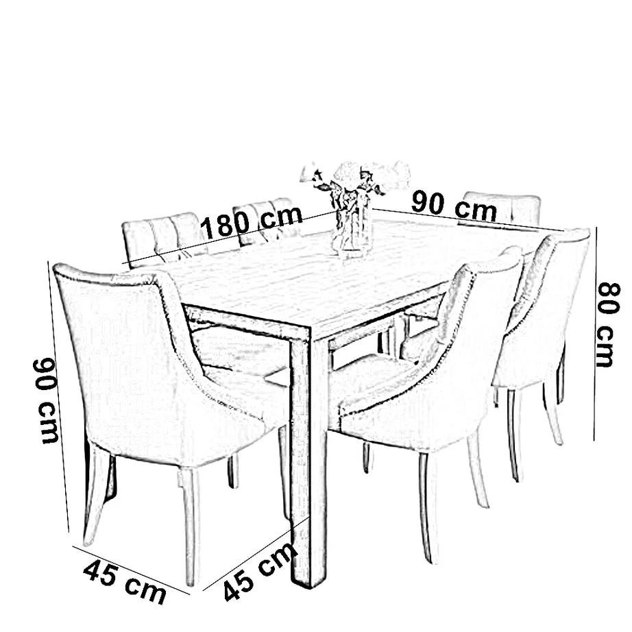 طقم سفرة خشب زان و كونتر، 7 قطع
