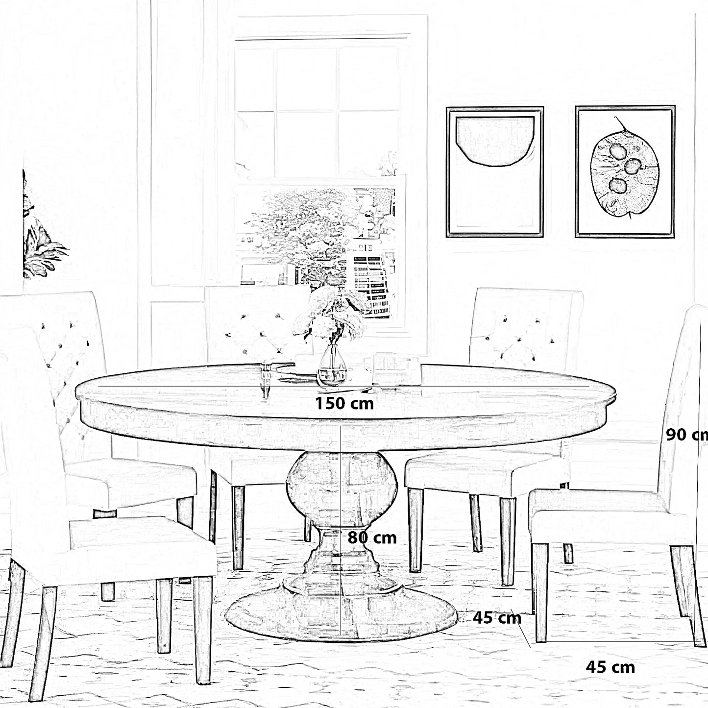 طقم سفرة خشب زان و كونتر، 6 قطع