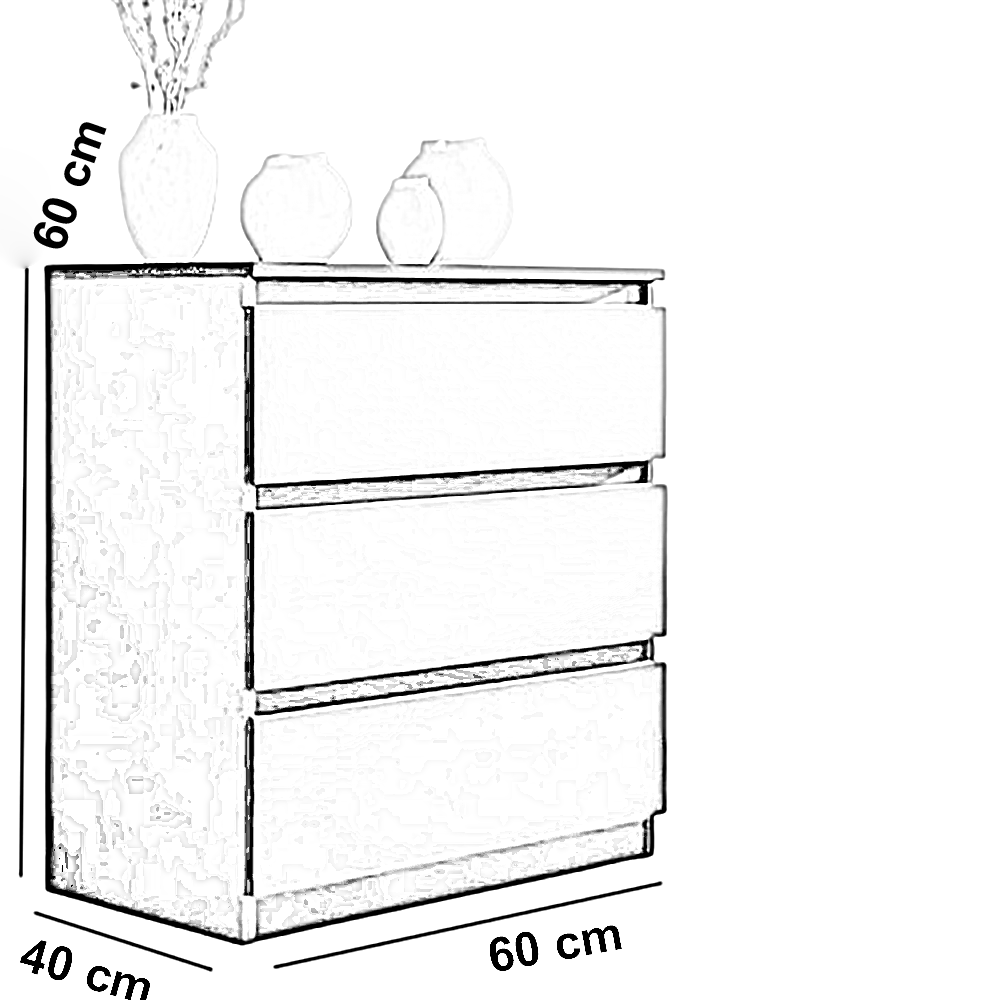 وحدة أدراج خشب ام دي اف، 60*40*60 سم