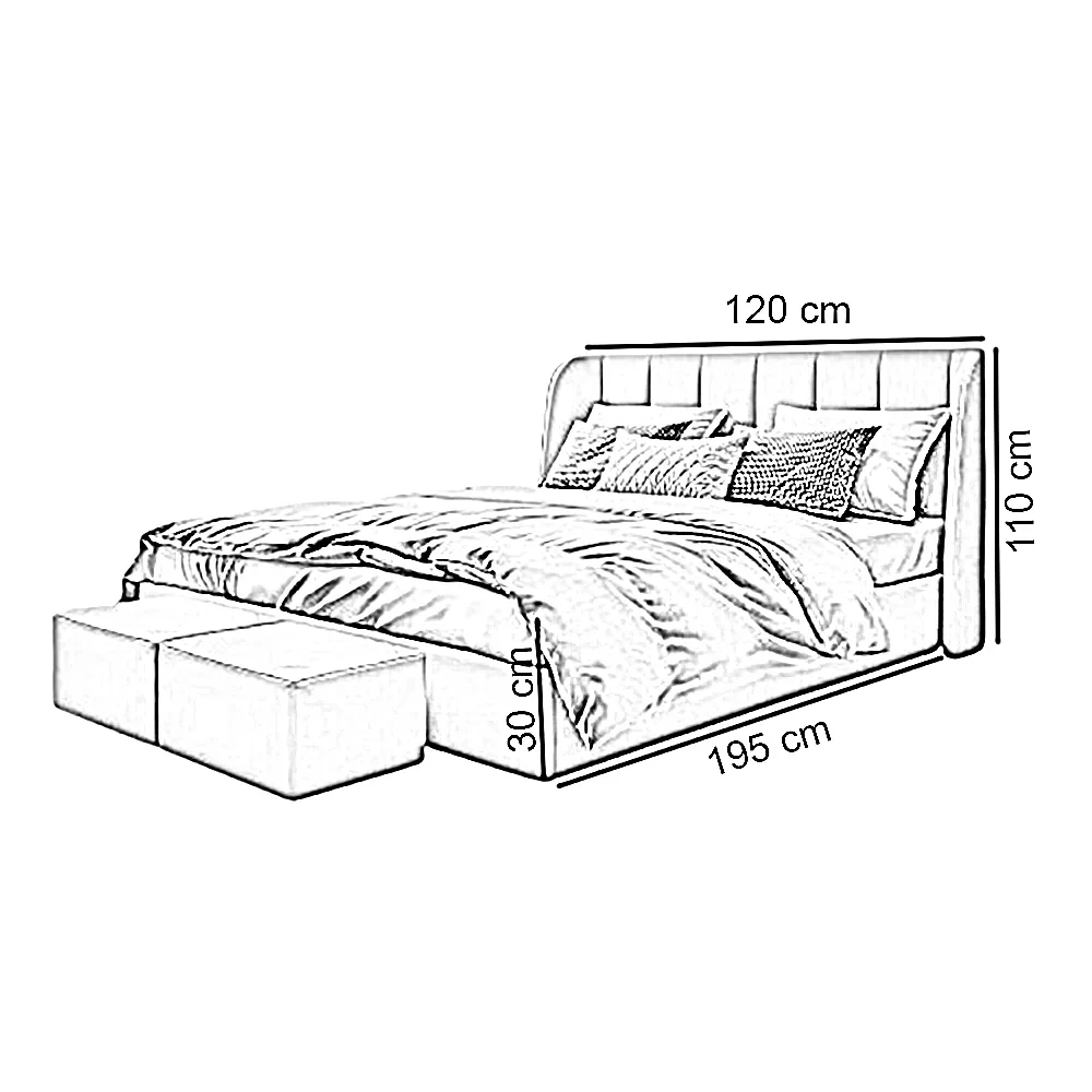 سرير فردي خشب كونتر، 120*195*110 سم