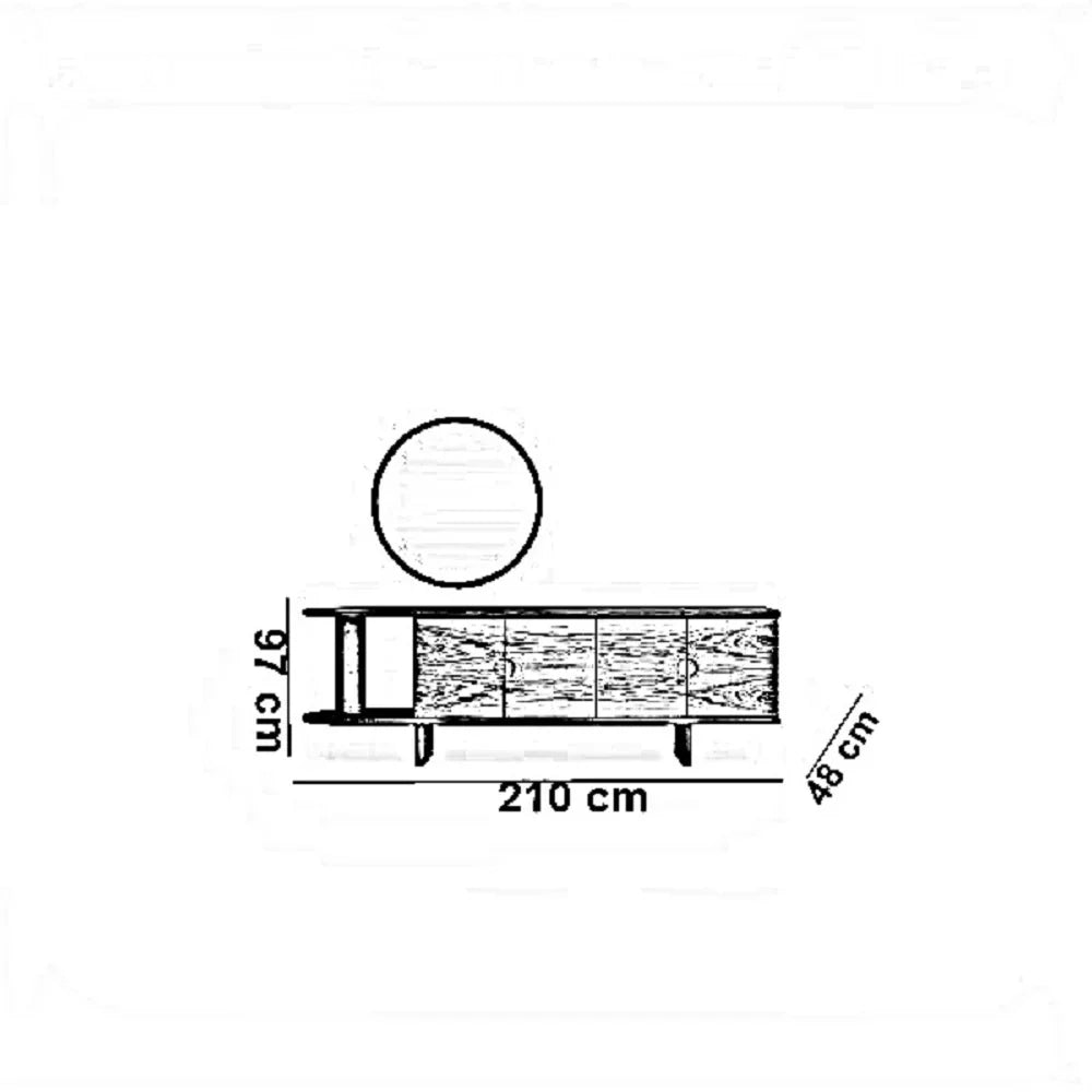 بوفيه خشب زان و كونتر، 210*48*97 سم