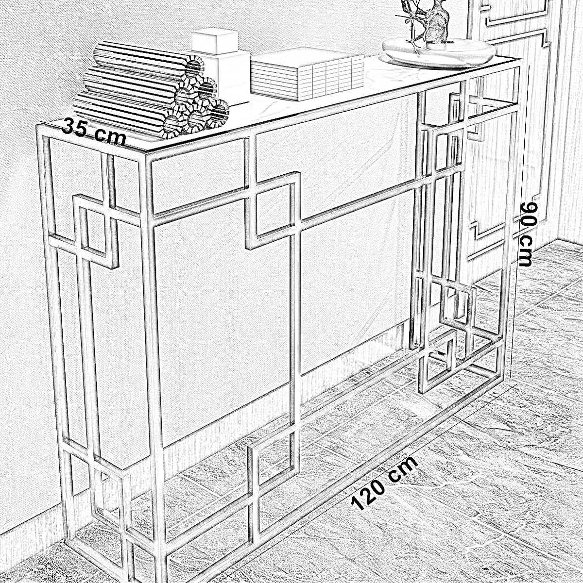 كونسول ستيل ورخام، 120×35×90 سم - صورة 3