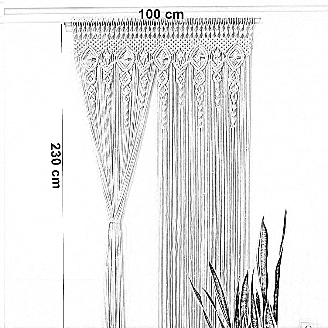 ستارة مكرمية خشب موسكي وقطن، 100*230 سم