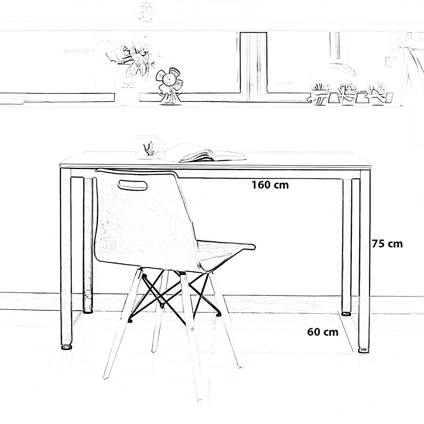 مكتب معدن، 160*60*75 سم