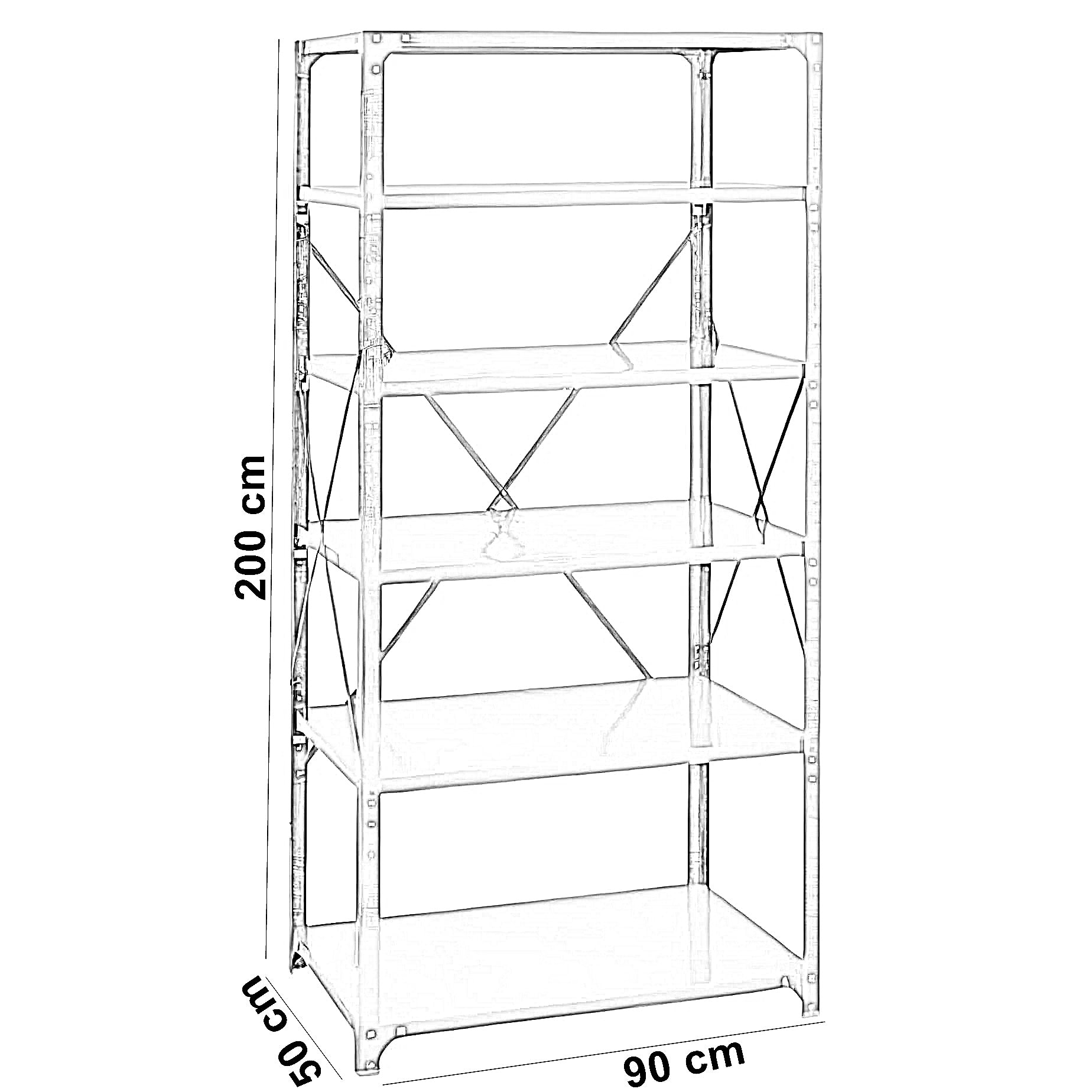 وحدة أرفف معدنية، 90*40*200 سم