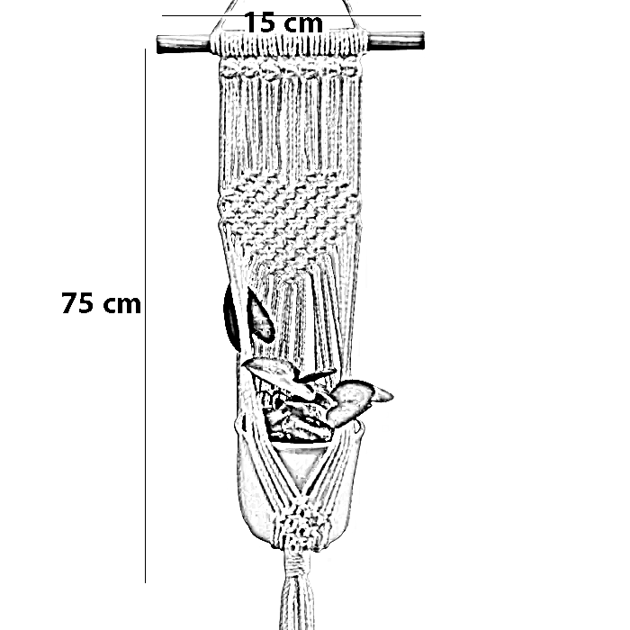 مكرمية حامل أواني زرع قطن و موسكي، 15*75 سم