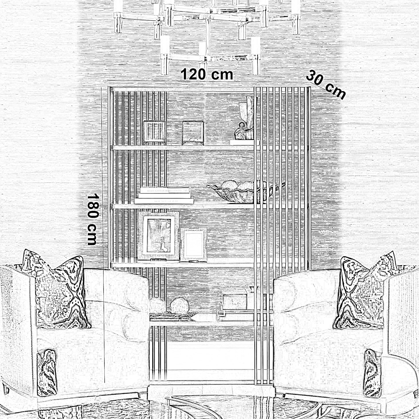 وحدة أرفف ستيل و ام دي اف، 120*35*180 سم