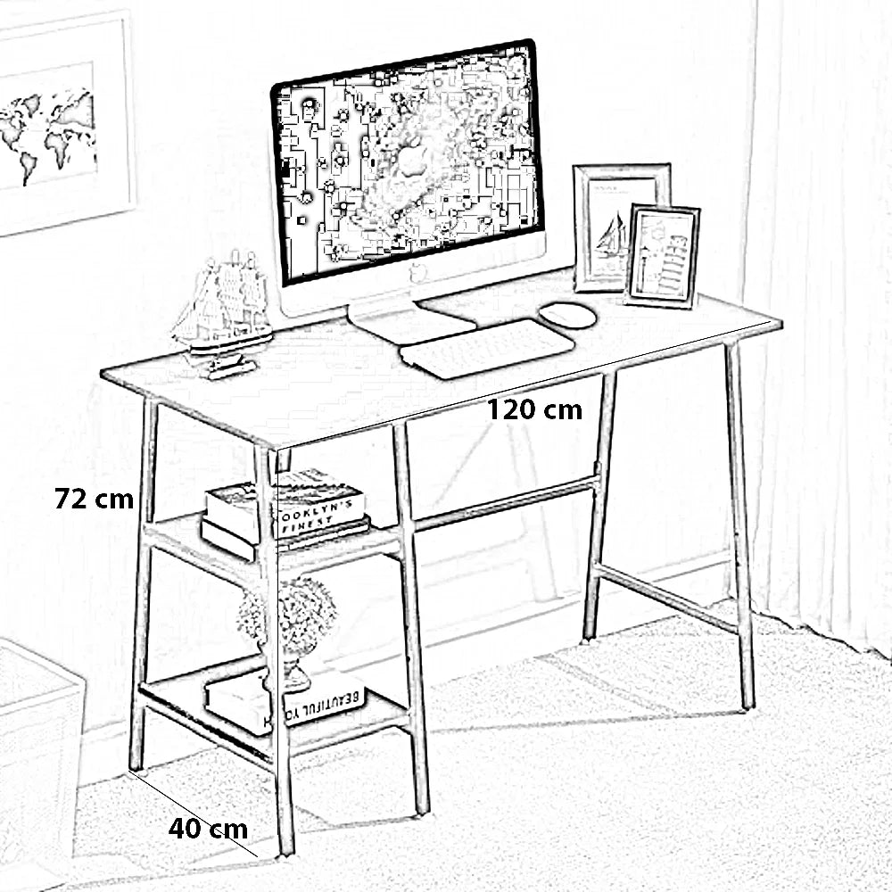 مكتب معدن، 120*40*72 سم