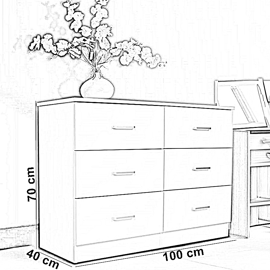 وحدة أدراج خشب ام دي اف، 100*40*70 سم