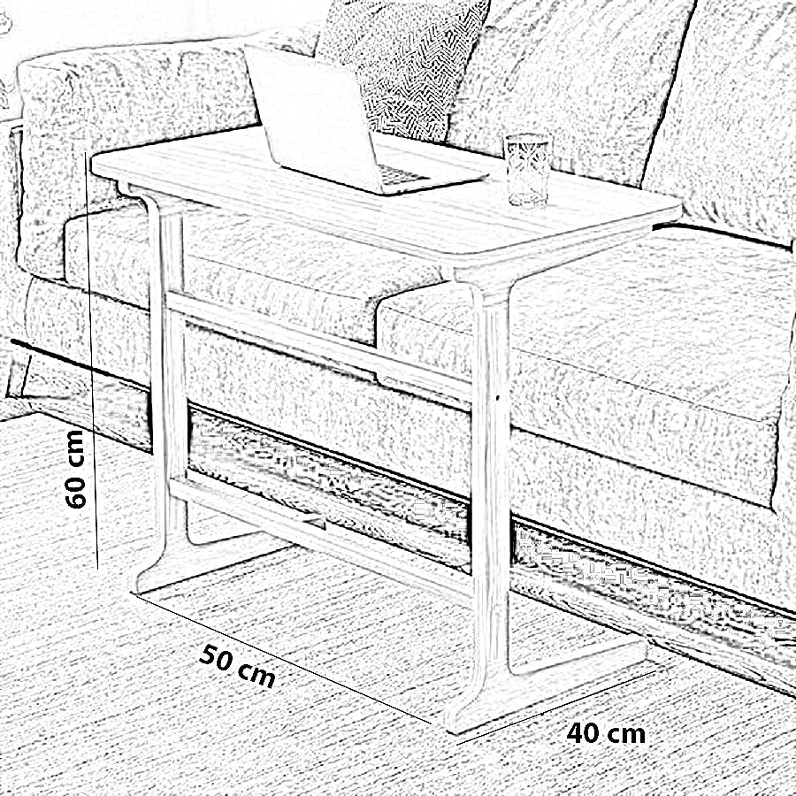 ترابيزة جانبية خشب كونتر وموسكي، 50*40*60 سم