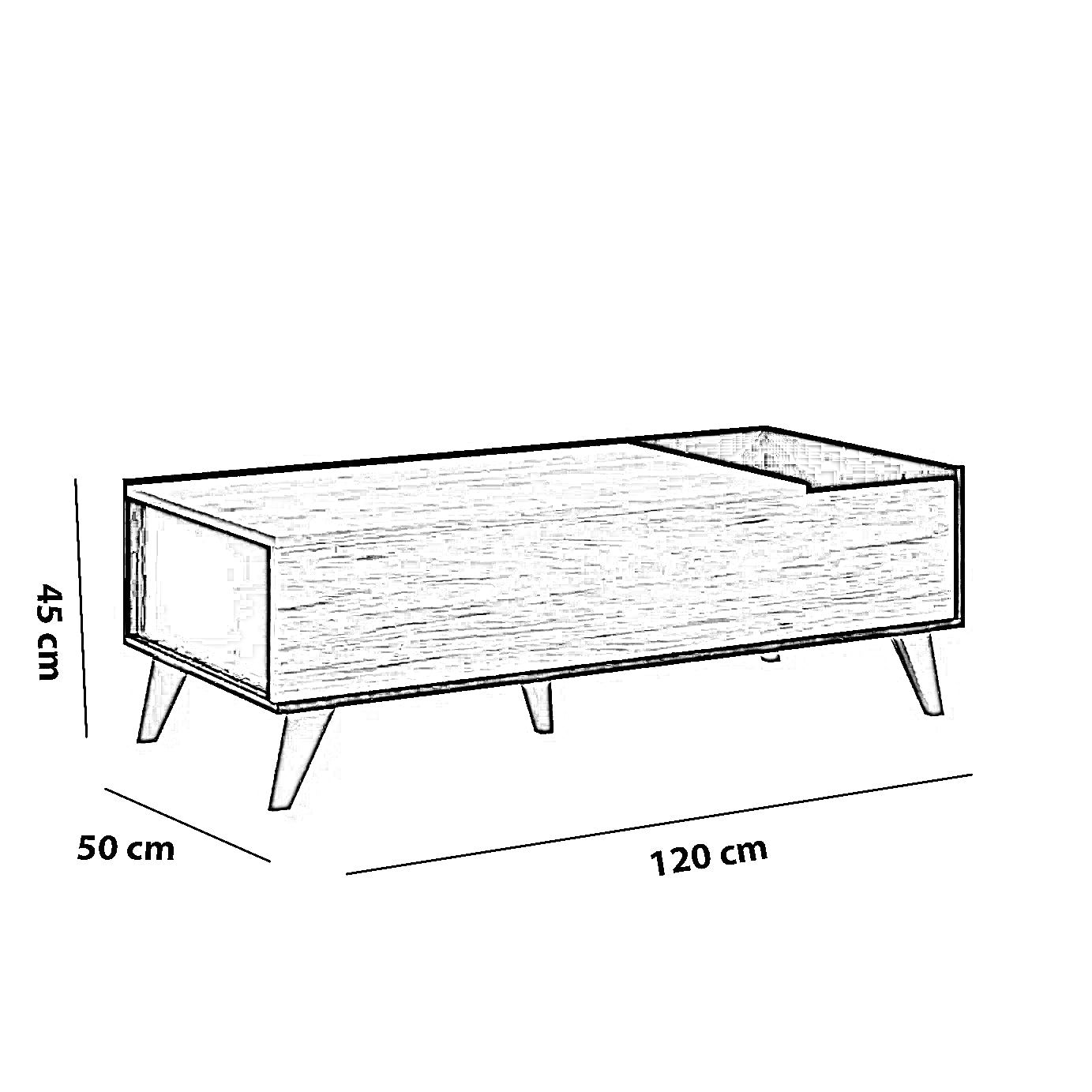 ترابيزة قهوة ام دي اف، 120*50*45 سم