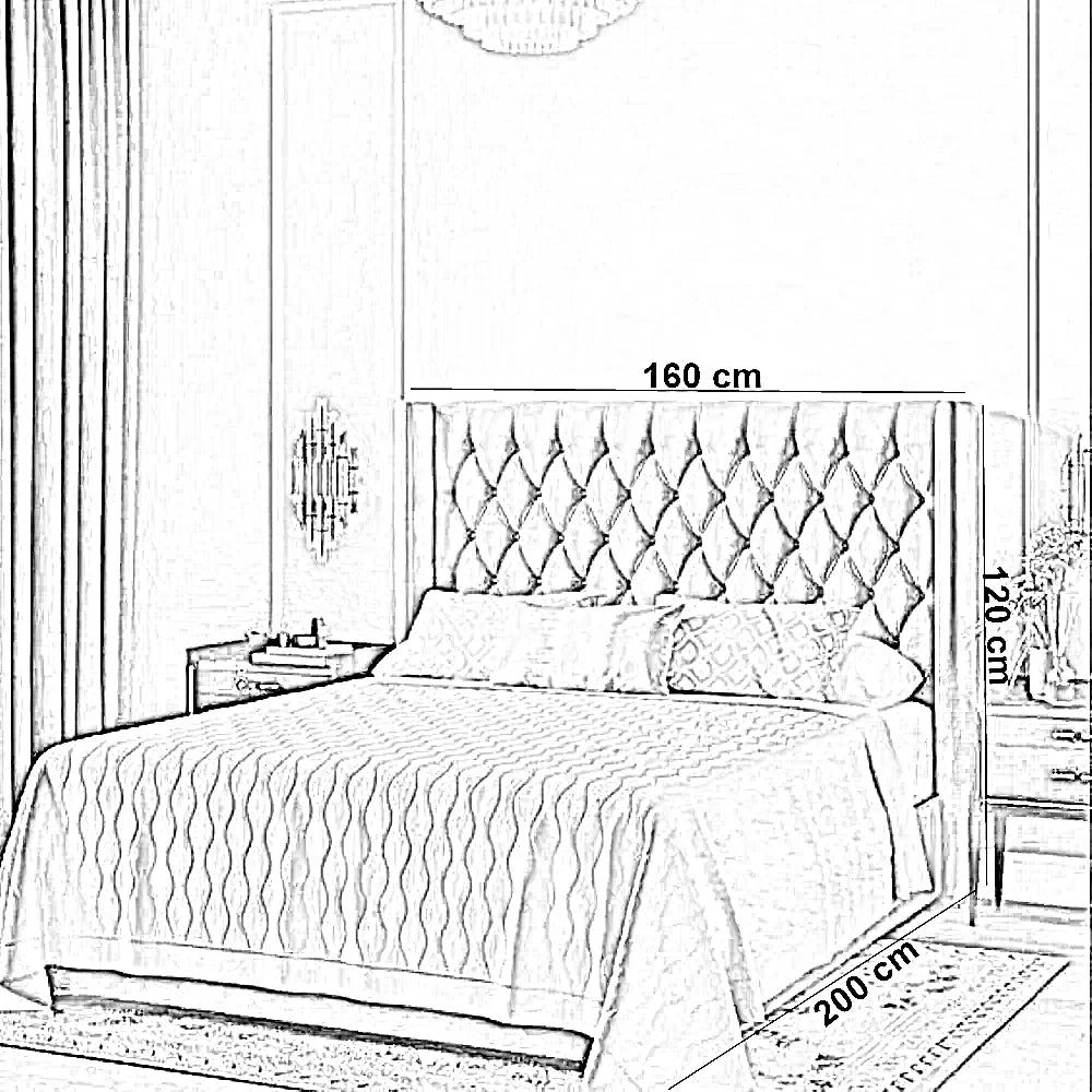 سرير كينج خشب ام دي اف و زان، 160*200*120 سم