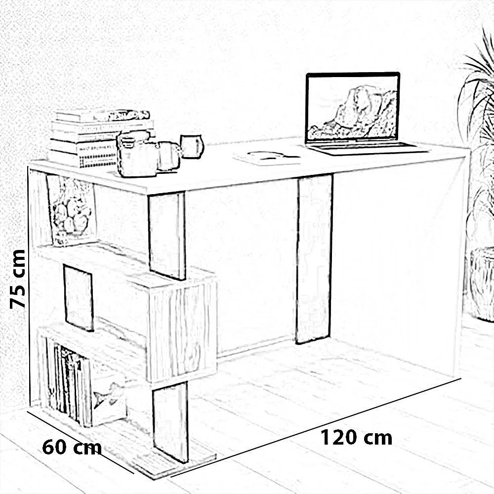 مكتب ام دي اف، 120*60*75 سم