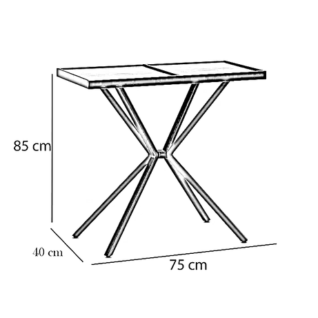 كونسول معدن بسطح خشب، 75*40*85 سم